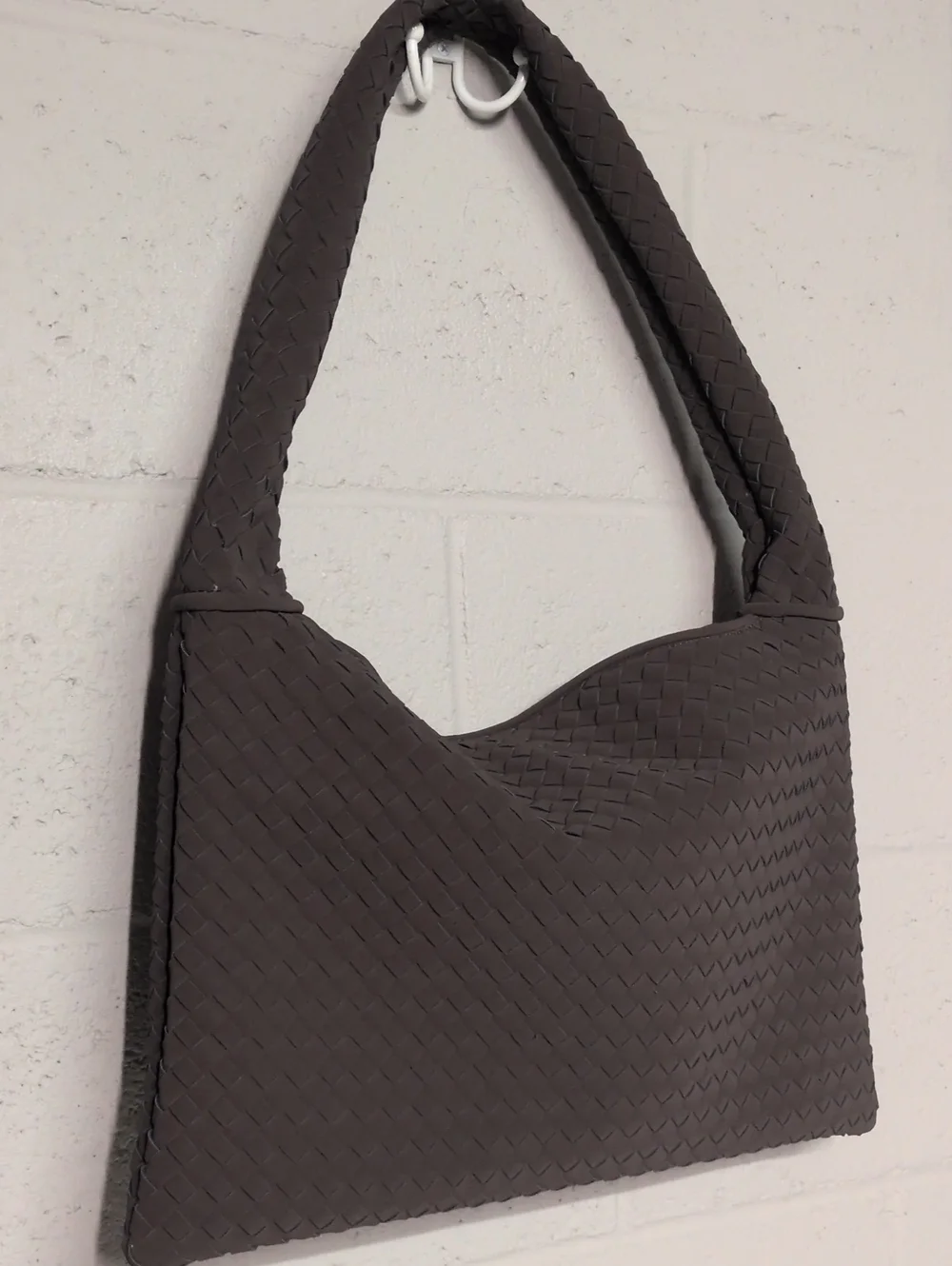 Brown Slouchy Woven Suede Hobo Bag Crossbody Crescent Shoulder Tote Purse NWOT